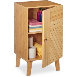 Relaxdays - Bathroom Cabinet, Free-standing, Wooden, Bamboo, Adjustable, Storage, Cupboard, HxWxD: 70 x 40 x 37cm, Natural