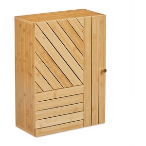 Relaxdays - Bathroom Cabinet, Wall Mounted, Wooden, Bamboo, Adjustable, Storage, Cupboard, HxWxD: 55 x 40 x 20 cm, Natural
