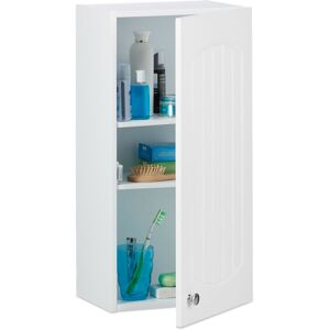 Relaxdays - Bathroom Hanging Cabinet Wall Cupboard with 2 Shelves for the Bathroom, mdf, HxWxD: 60 x 30 x 20.5cm, White