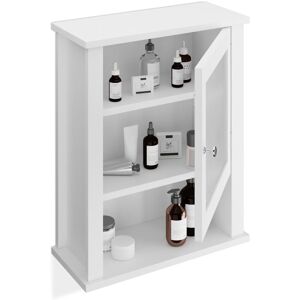 Relaxdays Bathroom Wall Cabinet, 3 Shelves, Door with Acrylic Glass, Narrow Hanging Cupboard, 52 x 42 x 18 cm, White