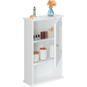 Relaxdays - Bathroom Cabinet, Free Standing, Wooden, Storage, 3 Shelves, Decor, Cupboard, HxWxD: 70 x 42 x16.5cm, White