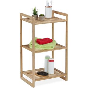 Bamboo Shelf, HxWxD: 70 x 40 x 30 cm, Free-Standing, with 3 Tiers, Bathroom, Kitchen, Living room, Natural - Relaxdays