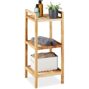 Relaxdays Storage Unit, 3 Shelves, Bathroom, Kitchen, Bedroom, Free-standing, HxWxD: 81x35x35 cm, Towel, Wooden, Natural