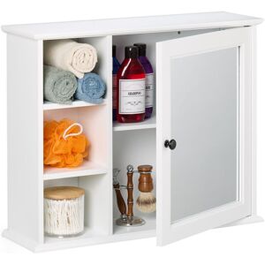 Relaxdays - Mirror Cabinet, Wall-Mounted, 3 Shelves, 2 Compartments, hwd 48 x 60 x 18 cm, Bathroom Storage Cupboard, White