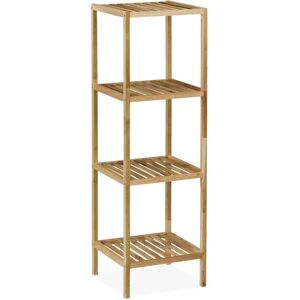 Bathroom Shelf, Walnut Wood, hwd: 113x35.5x35.5 cm, Open Design, Square, Freestanding Storage Rack, Natural - Relaxdays