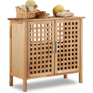 Relaxdays - Walnut Under-Sink Cabinet, 61 x 66 x 29 cm, Robust and Water-Resistant, for Sinks or Wash Basins, Wooden, Natural Brown