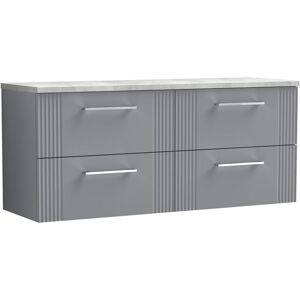 Balterley - Retro 4 Drawer Wall Hung Vanity Unit with Bellato Grey Laminate Worktop - 1200mm - Satin Grey