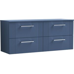 Balterley - Retro 4 Drawer Wall Hung Vanity Unit with Colour Coordinating Laminate Worktop - 1200mm - Satin Blue