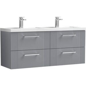 Balterley - Retro 4 Drawer Wall Hung Vanity Unit with Double Polymarble Basin - 1200mm - Satin Grey