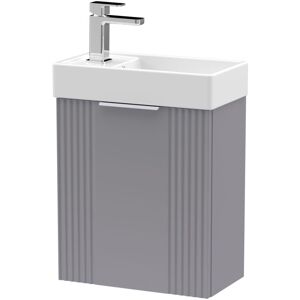 Balterley - Retro Wall Hung 1 Door Cloakroom Vanity Basin Unit - 400mm, Satin Grey