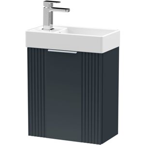 Balterley - Retro Wall Hung 1 Door Cloakroom Vanity Basin Unit - 400mm, Satin Dark Grey
