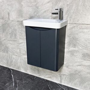 HYDROS Bathroom Cloakroom Vanity Unit Wall Hung Anthracite Ross 500mm with Basin, With Tap