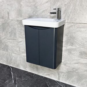 HYDROS Bathroom Cloakroom Vanity Unit Wall Hung Anthracite Ross 500mm with Basin, Without Tap