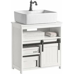 Sobuy - Under Sink Cabinet Bathroom Vanity Unit Bathroom Storage Cabinet with Sliding Door,BZR61-W