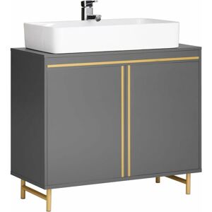 Sobuy - Under Sink Cabinet Bathroom Vanity Unit with 2 Doors, Grey and Golden,BZR129-HG