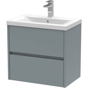 Balterley - Square Wall Hung 2 Drawer Vanity Unit & Ceramic Basin, 600mm - Matt Coastal Grey
