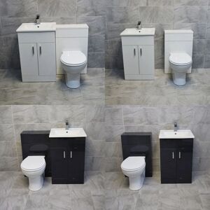 Hydros - Tess 1050mm Square Vanity Set Ceramic Basin & Toilet Pan in White or Anthracite, Anthracite Grey Gloss-With Pia Tap