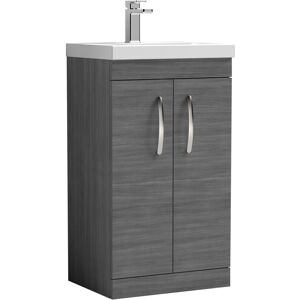 VASARI Nuie Athena Floor Standing 2-Door Vanity Unit with Basin-1 500mm Wide - Anthracite Woodgrain