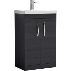 VASARI Nuie Athena Floor Standing 2-Door Vanity Unit with Basin-3 600mm Wide - Charcoal Black