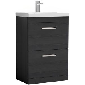 Nuie - Athena Floor Standing 2-Drawer Vanity Unit with Basin-1 600mm Wide - Charcoal Black