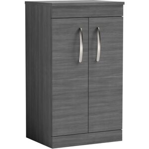Vasari - Nuie Athena Floor Standing 2-Door Vanity Unit and Worktop 500mm Wide - Anthracite Woodgrain