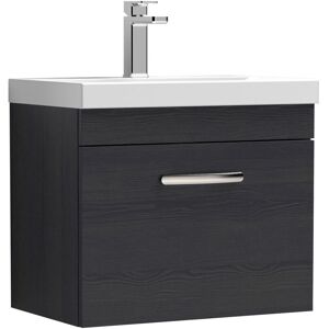 VASARI Nuie Athena Wall Hung 1-Drawer Vanity Unit with Basin-3 600mm Wide - Charcoal Black