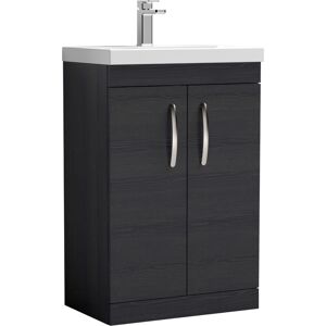 VASARI Nuie Athena Floor Standing 2-Door Vanity Unit with Basin-1 600mm Wide - Charcoal Black