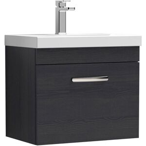 VASARI Nuie Athena Wall Hung 1-Drawer Vanity Unit with Basin-1 600mm Wide - Charcoal Black