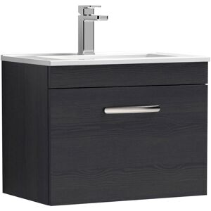 VASARI Nuie Athena Wall Hung 1-Drawer Vanity Unit with Basin-2 600mm Wide - Charcoal Black
