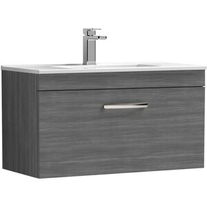 Premier Nuie Athena Wall Hung 1-Drawer Vanity Unit with Basin-2 800mm Wide - Anthracite Woodgrain