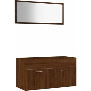 2 Piece Bathroom Furniture Set Brown Oak Engineered Wood Vidaxl
