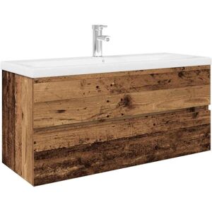 Vidaxl - Sink Cabinet with Built-in Basin and Faucet Old Wood