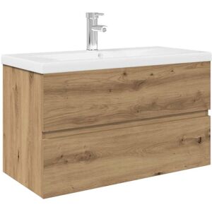 Sink Cabinet with Built-in Basin and Faucet Artisan Oak vidaXL