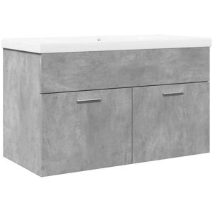 Bathroom Sink Cabinet with Built-in Basin Concrete Grey vidaXL