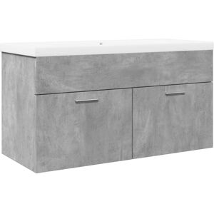 Bathroom Sink Cabinet with Built-in Basin Concrete Grey vidaXL