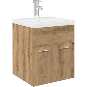 Sink Cabinet with Built-in Basin and Faucet Artisan Oak vidaXL