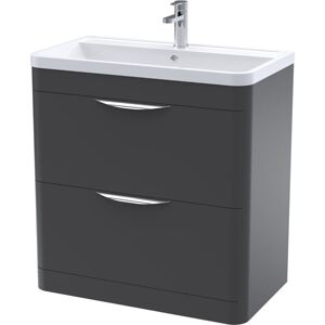 Balterley - Floor Standing 2 Drawer Vanity Unit with Ceramic Basin - 800mm - Soft Black
