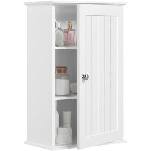 Yaheetech - Wall Mounted Cabinet Single Door Multiple Tiers Shelf, White