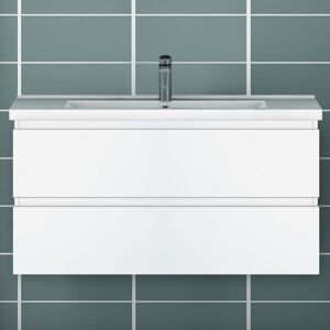 Acezanble - 1000mm Bathroom Vanity Unit With Wash Basin Resin Sink, 2 Drawers, High Gloss White, Cloakroom Storage Furniture Under Basin Cabinet, Acezanble - 1000mm Bathroom Vanity Unit With Wash Basin Resin Sink, 2 Drawers, High Gloss White, Cloakroom Storage Furniture Under Basin Cabinet,