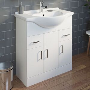Essence - Gloss White Bathroom Vanity Unit and Basin Sink 750mm with Dakota Tap & Waste Essence - Gloss White Bathroom Vanity Unit and Basin Sink 750mm with Dakota Tap & Waste
