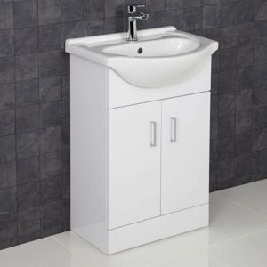 Essence - Gloss White Bathroom Vanity Unit and Basin Sink 550mm with Misi Tap & Waste Essence - Gloss White Bathroom Vanity Unit and Basin Sink 550mm with Misi Tap & Waste