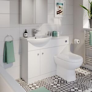 AQUARI White Combination Vanity Unit Basin Sink Toilet Bathroom Furniture 1100mm Right Hand & Square Toilet Pan Matte AQUARI White Combination Vanity Unit Basin Sink Toilet Bathroom Furniture 1100mm Right Hand & Square Toilet Pan Matte