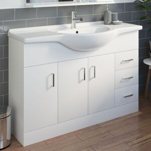 AQUARI White Bathroom Vanity Unit & Single Tap hole Basin Sink Storage Floorstanding 1200mm AQUARI White Bathroom Vanity Unit & Single Tap hole Basin Sink Storage Floorstanding 1200mm