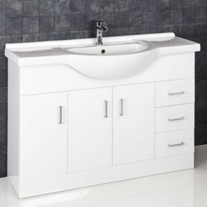 Affine - Gloss White Bathroom Vanity Unit and Basin Sink 1200mm with Essentials Tap & Waste Affine - Gloss White Bathroom Vanity Unit and Basin Sink 1200mm with Essentials Tap & Waste