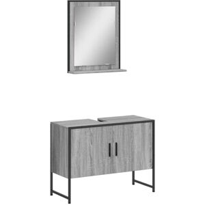 Vidaxl - 2 Piece Bathroom Cabinet Set Grey Sonoma Engineered Wood Vidaxl - 2 Piece Bathroom Cabinet Set Grey Sonoma Engineered Wood