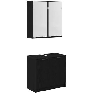 Bathroom Cabinet Set with Shelf 2 pcs Black Oak Engineered Wood vidaXL Bathroom Cabinet Set with Shelf 2 pcs Black Oak Engineered Wood vidaXL