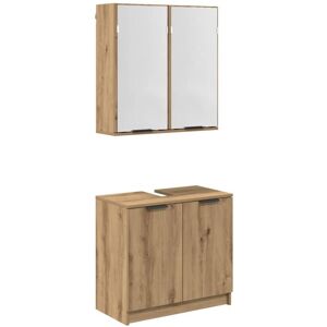 Bathroom Cabinet Set with Shelf Artisan Oak Engineered Wood vidaXL Bathroom Cabinet Set with Shelf Artisan Oak Engineered Wood vidaXL