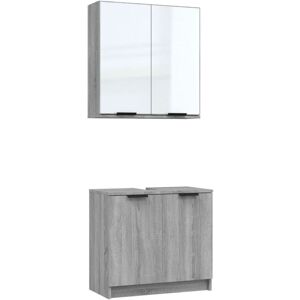 2 Piece Bathroom Cabinet Set Grey Sonoma Engineered Wood Vidaxl 2 Piece Bathroom Cabinet Set Grey Sonoma Engineered Wood Vidaxl