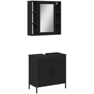 2 Piece Bathroom Furniture Set Black Engineered Wood Vidaxl 2 Piece Bathroom Furniture Set Black Engineered Wood Vidaxl