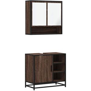 Vidaxl - 2 Piece Bathroom Furniture Set Brown Oak Engineered Wood Vidaxl - 2 Piece Bathroom Furniture Set Brown Oak Engineered Wood